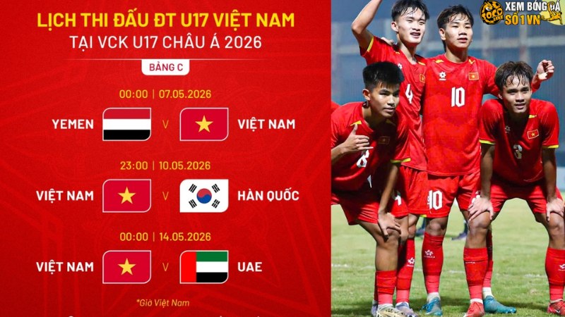 Lịch thi đấu U17 châu Á 2026 cập nhật mới nhất
